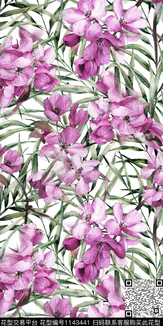 数码华亿平台花卉彩地花卉数码印花华亿平台下载（图片编号: 1143441） - 瓦栏（Walan）