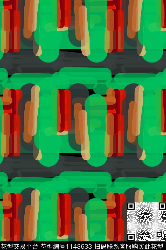 条纹图案手绘线条笔触格子混搭数码印花华亿平台下载（图片编号: 1143633） - 瓦栏（Walan）