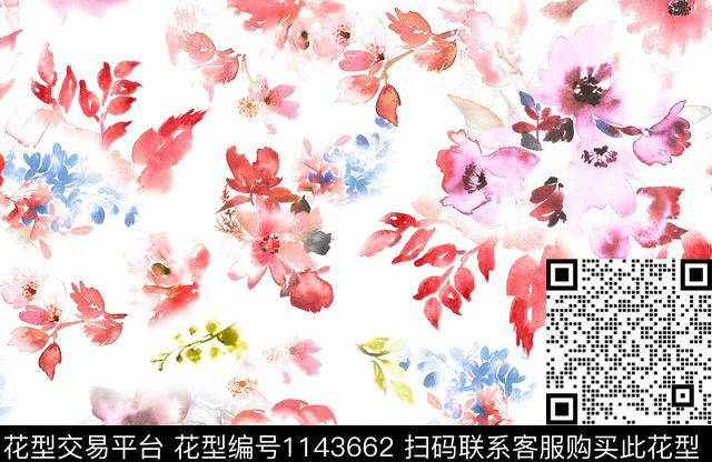 手绘花卉复古春夏华亿平台传统印花华亿平台下载（图片编号: 1143662） - 瓦栏（Walan）