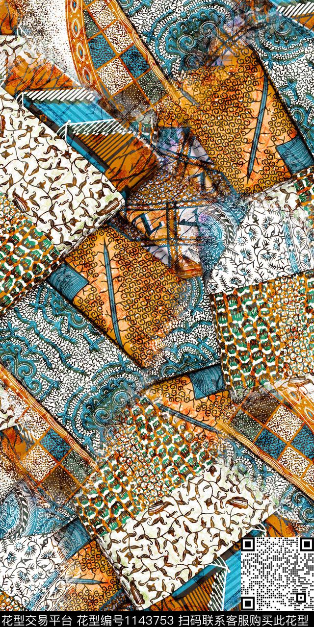 大牌风抽象数码华亿平台数码印花华亿平台下载（图片编号: 1143753） - 瓦栏（Walan）