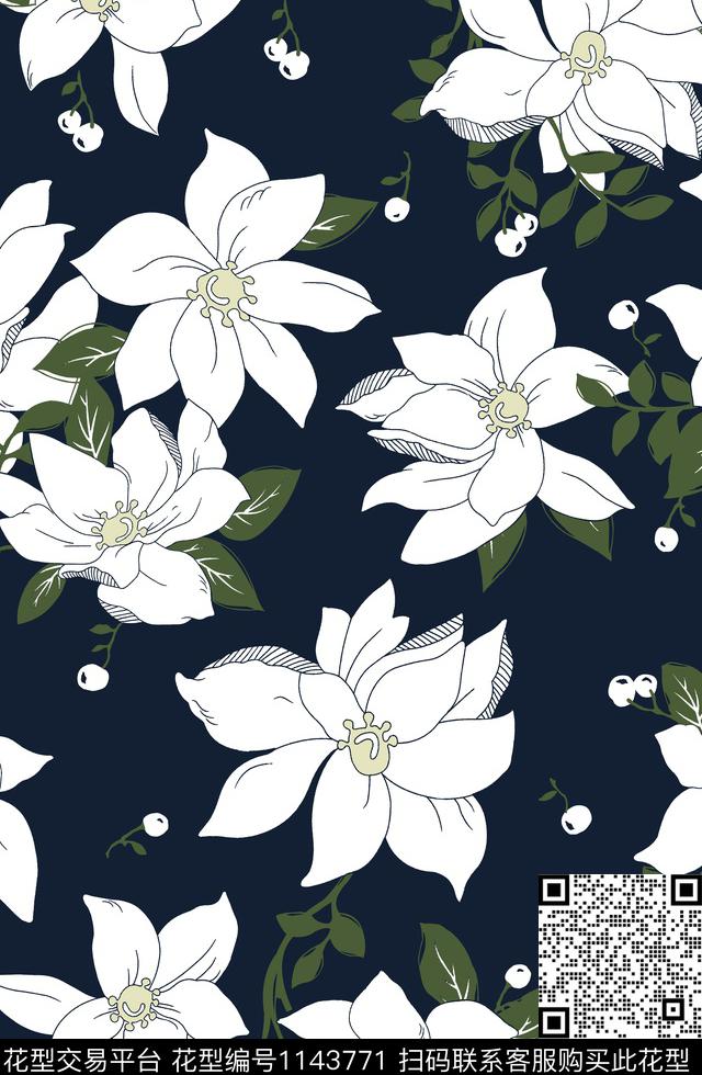 数码华亿平台花卉大牌风数码印花华亿平台下载（图片编号: 1143771） - 瓦栏（Walan）