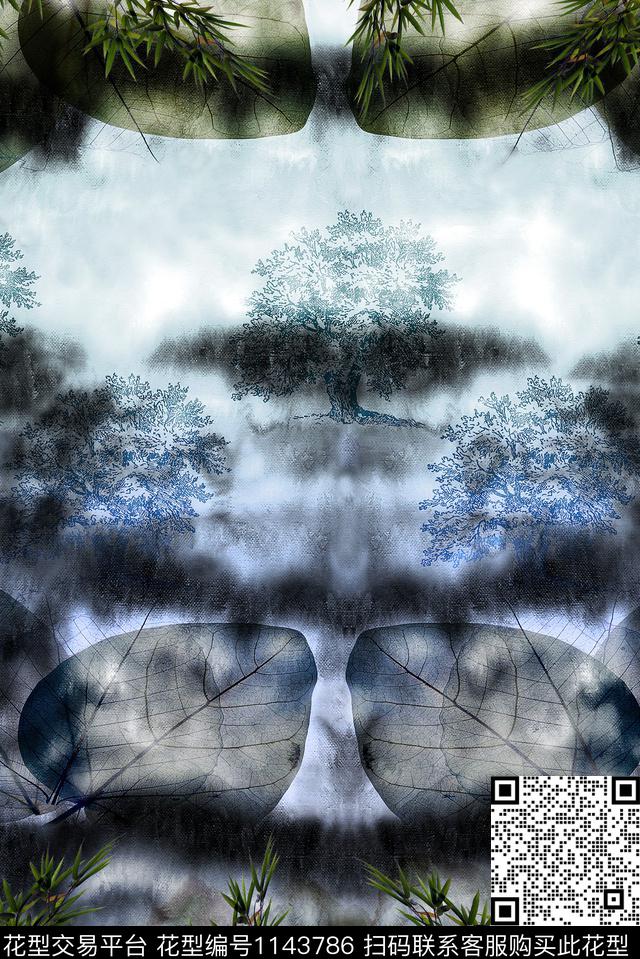 男装朦胧花卉竹子数码印花华亿平台下载（图片编号: 1143786） - 瓦栏（Walan）