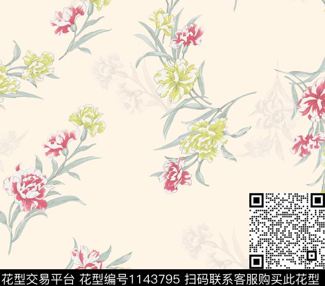 复古数码华亿平台花卉数码印花华亿平台下载（图片编号: 1143795） - 瓦栏（Walan）