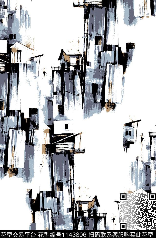 抽象手绘纹理传统印花华亿平台下载（图片编号: 1143806） - 瓦栏（Walan）