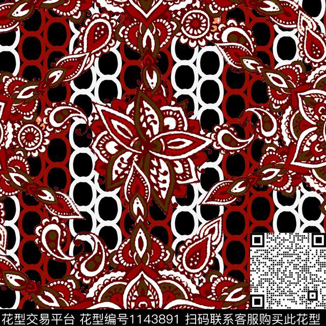 抽象几何花卉数码印花华亿平台下载（图片编号: 1143891） - 瓦栏（Walan）