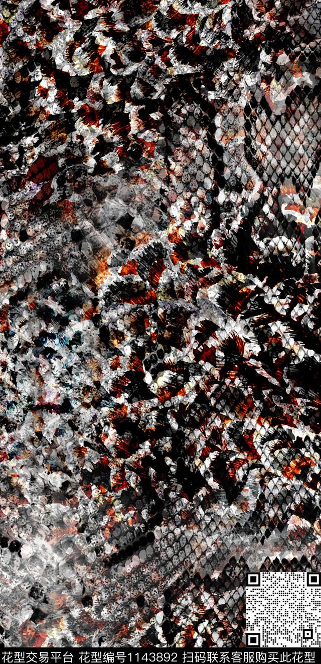 抽象动物蛇数码印花华亿平台下载（图片编号: 1143892） - 瓦栏（Walan）