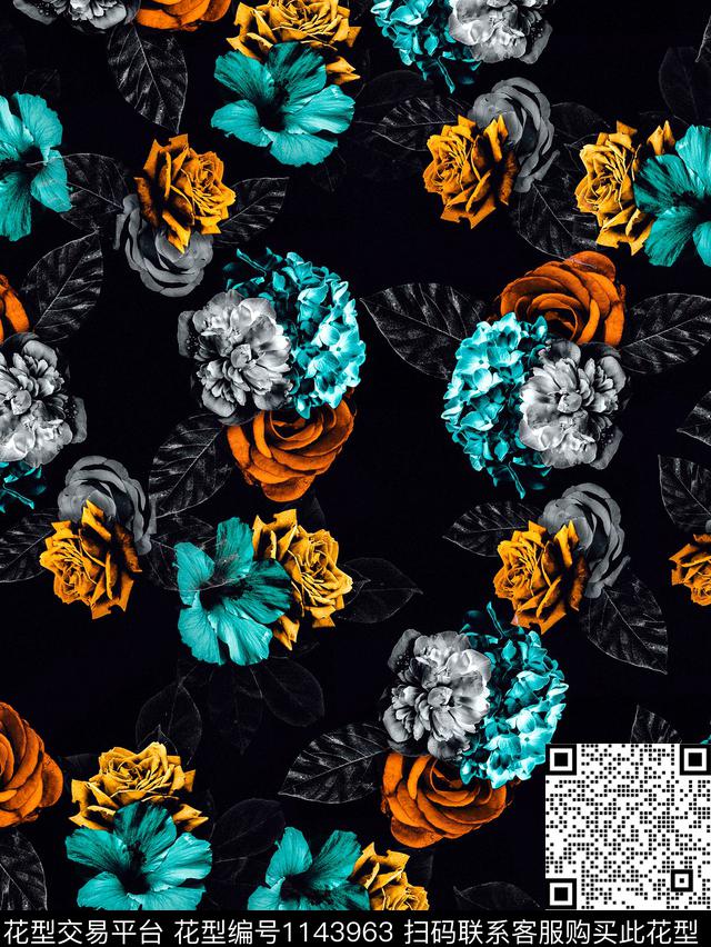 大牌风抽象复古数码印花华亿平台下载（图片编号: 1143963） - 瓦栏（Walan）