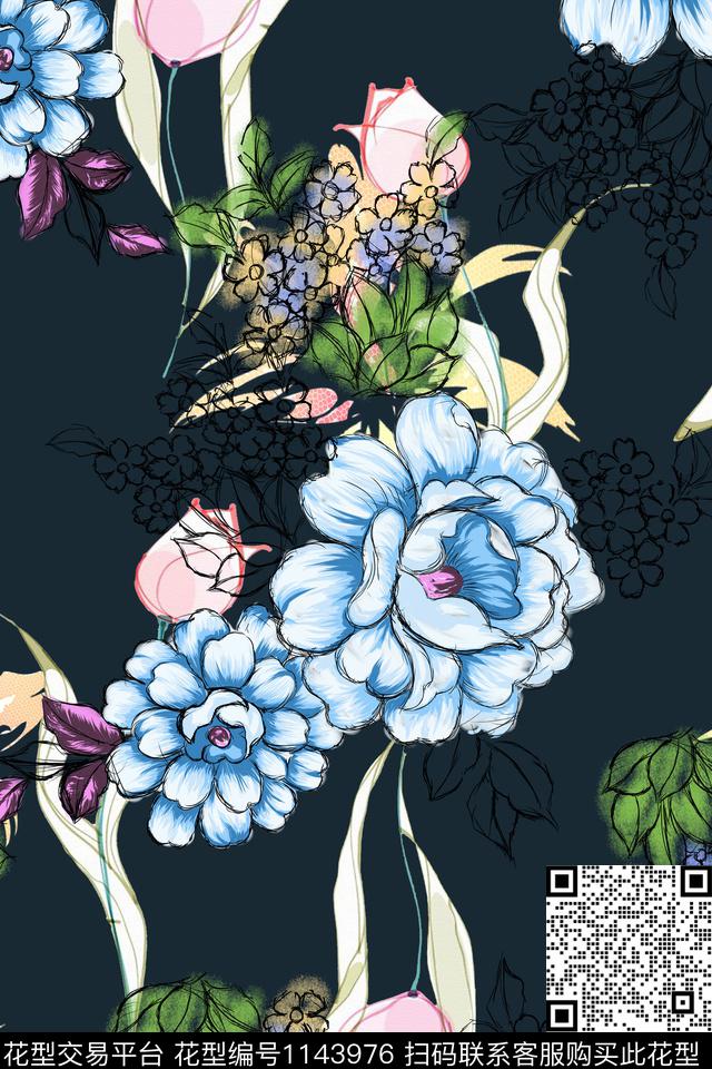 大牌风数码华亿平台花卉数码印花华亿平台下载（图片编号: 1143976） - 瓦栏（Walan）