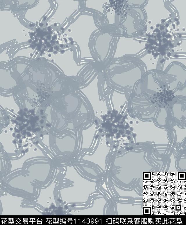 抽象绿植树叶几何数码印花华亿平台下载（图片编号: 1143991） - 瓦栏（Walan）