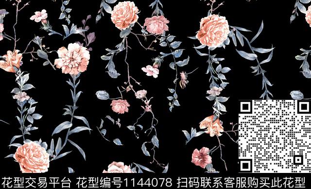 手绘花卉复古绿植树叶传统印花华亿平台下载（图片编号: 1144078） - 瓦栏（Walan）