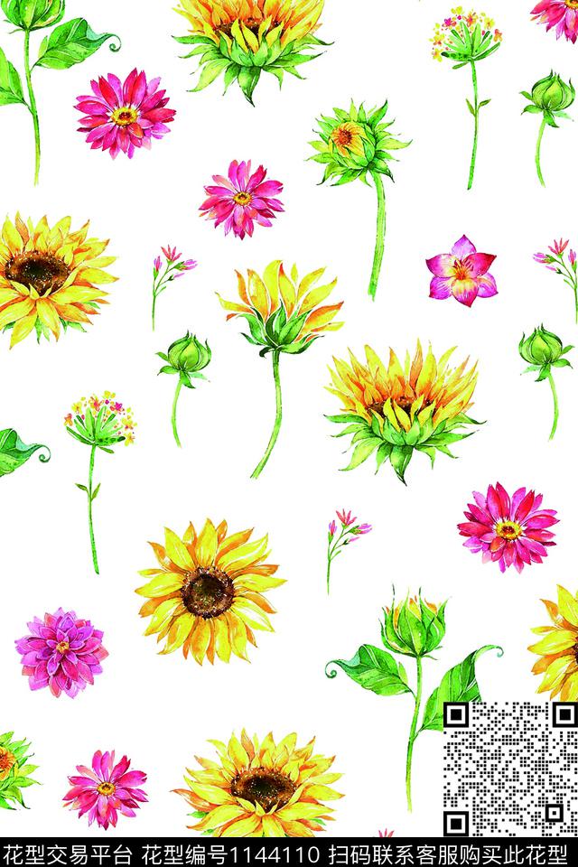 向日葵阳光活力数码印花华亿平台下载（图片编号: 1144110） - 瓦栏（Walan）