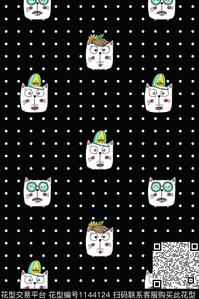 波点可爱卡通动物数码印花华亿平台下载（图片编号: 1144124） - 瓦栏（Walan）