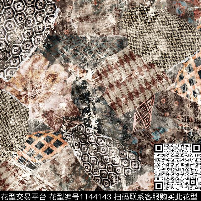 抽象秋冬华亿平台大牌风数码印花华亿平台下载（图片编号: 1144143） - 瓦栏（Walan）