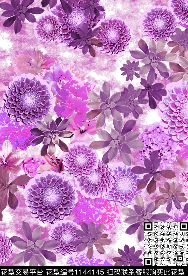 秋冬华亿平台大牌风水彩花卉数码印花华亿平台下载（图片编号: 1144145） - 瓦栏（Walan）