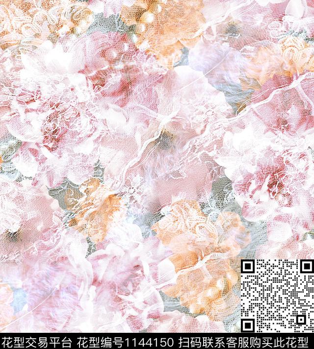 大牌风复古花卉数码印花华亿平台下载（图片编号: 1144150） - 瓦栏（Walan）