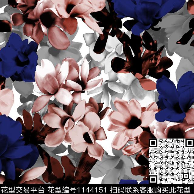 秋冬华亿平台大牌风水彩花卉数码印花华亿平台下载（图片编号: 1144151） - 瓦栏（Walan）
