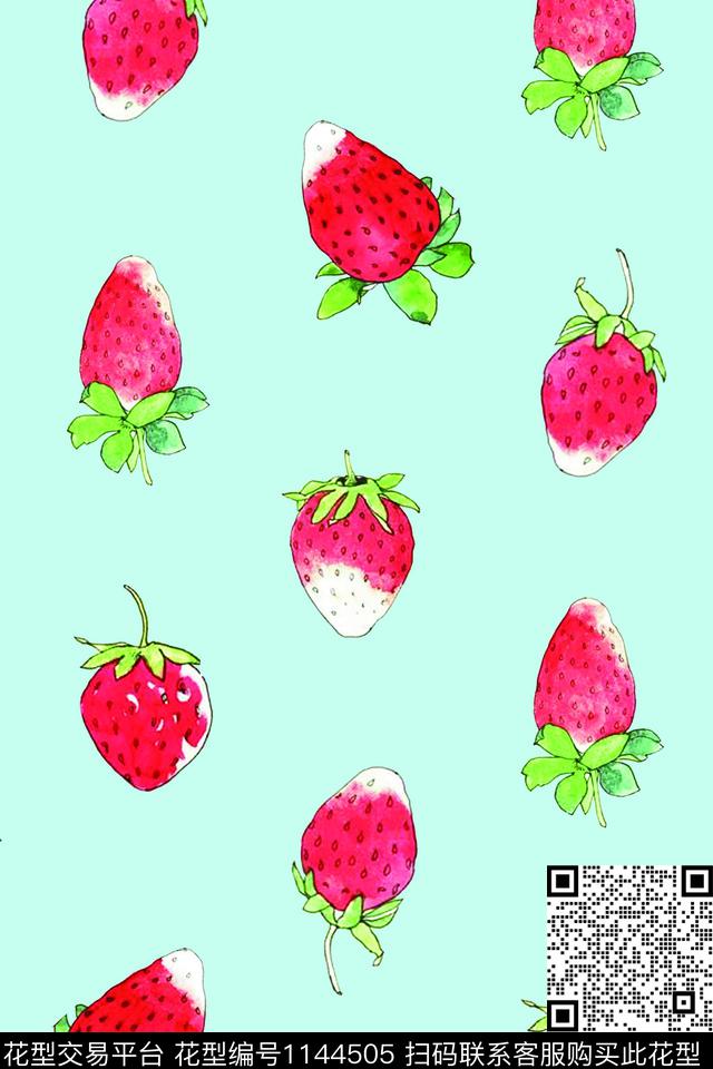 可爱手绘草莓食物诱惑数码印花华亿平台下载（图片编号: 1144505） - 瓦栏（Walan）
