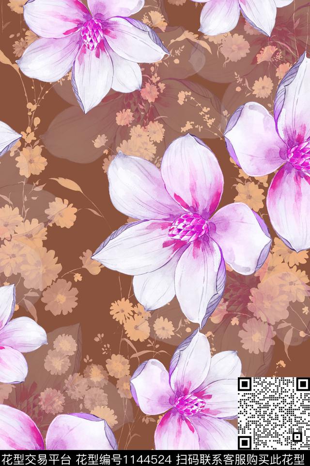 彩底花卉数码华亿平台高档旗袍数码印花华亿平台下载（图片编号: 1144524） - 瓦栏（Walan）