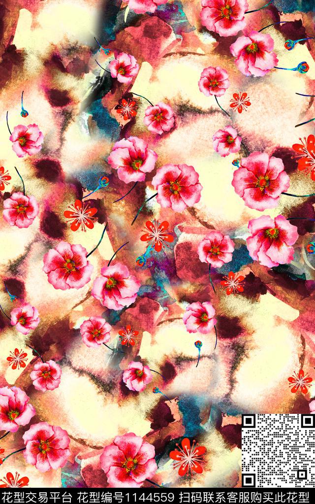 肌理花卉中老年数码印花华亿平台下载（图片编号: 1144559） - 瓦栏（Walan）