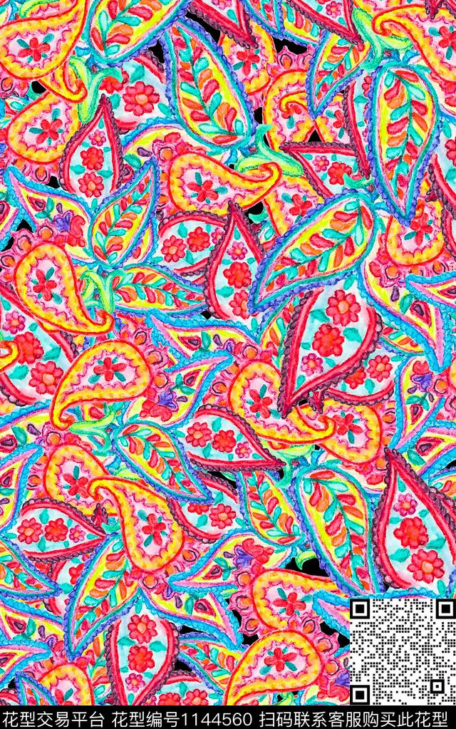 佩斯利中老年民族风数码印花华亿平台下载（图片编号: 1144560） - 瓦栏（Walan）