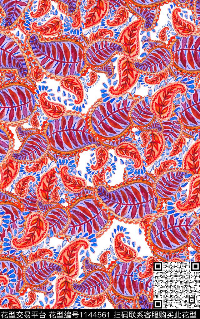 佩斯利中老年民族风数码印花华亿平台下载（图片编号: 1144561） - 瓦栏（Walan）