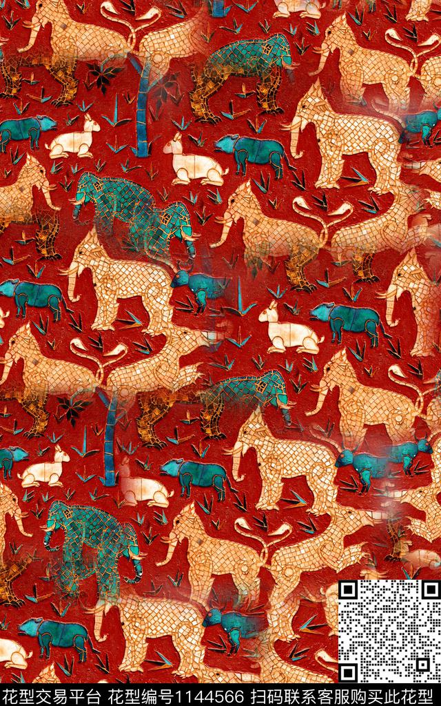 抽象肌理笔触数码印花华亿平台下载（图片编号: 1144566） - 瓦栏（Walan）