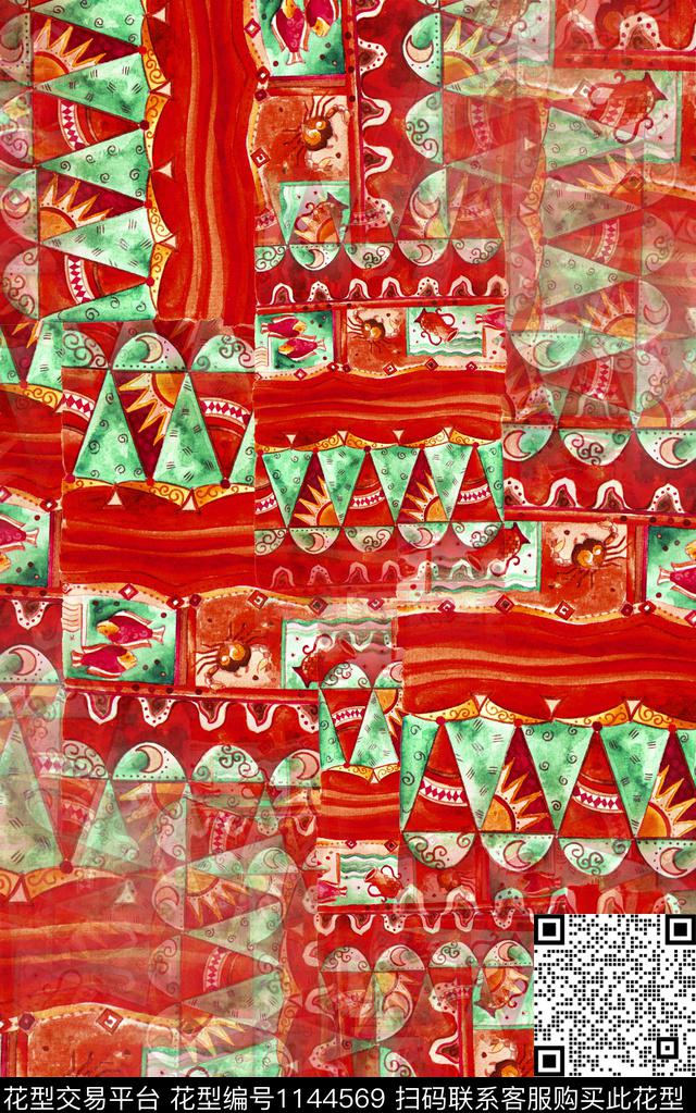 抽象肌理笔触数码印花华亿平台下载（图片编号: 1144569） - 瓦栏（Walan）