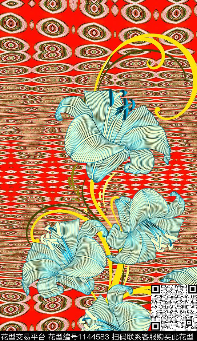 大花花卉中老年数码印花华亿平台下载（图片编号: 1144583） - 瓦栏（Walan）