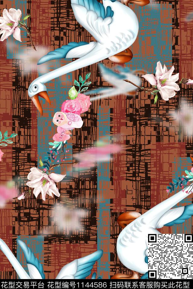 数码华亿平台大牌风高档旗袍数码印花华亿平台下载（图片编号: 1144586） - 瓦栏（Walan）