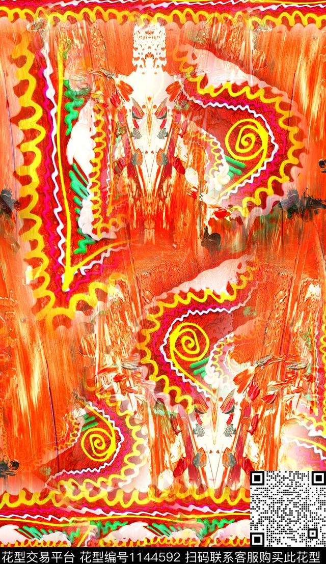 定位花中老年民族风数码印花华亿平台下载（图片编号: 1144592） - 瓦栏（Walan）