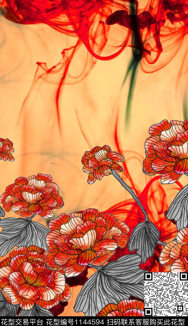 大花花卉中老年数码印花华亿平台下载（图片编号: 1144594） - 瓦栏（Walan）
