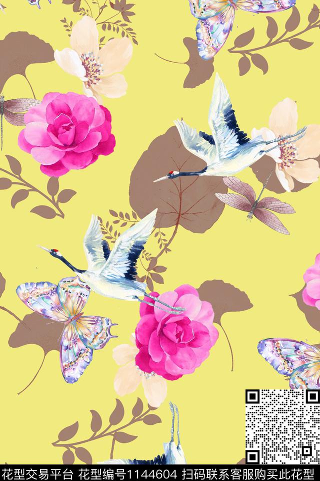彩底花卉数码华亿平台高档旗袍数码印花华亿平台下载（图片编号: 1144604） - 瓦栏（Walan）