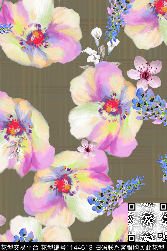 彩底花卉数码华亿平台高档旗袍数码印花华亿平台下载（图片编号: 1144613） - 瓦栏（Walan）