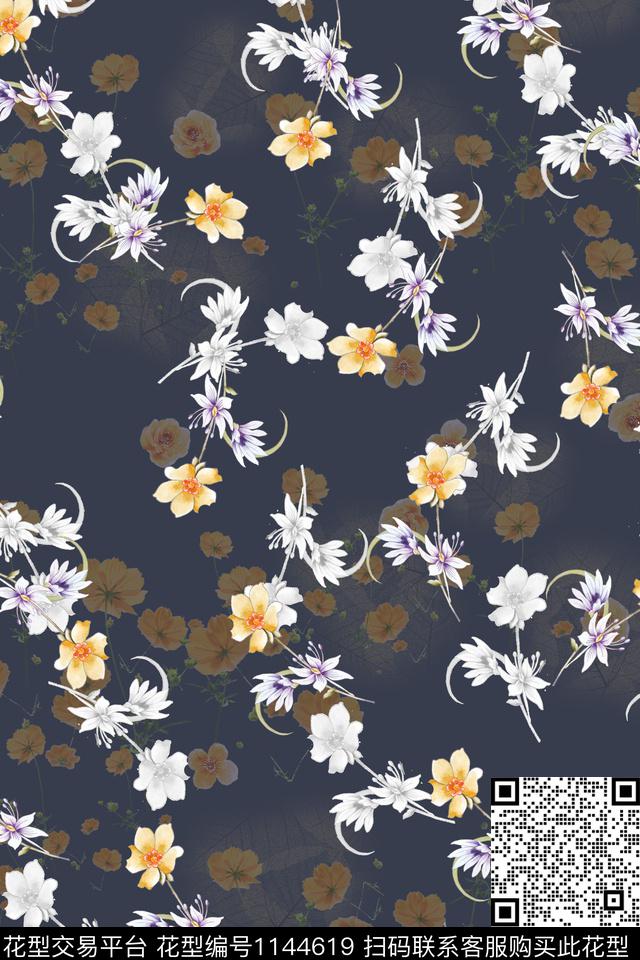 彩底花卉数码华亿平台高档旗袍数码印花华亿平台下载（图片编号: 1144619） - 瓦栏（Walan）