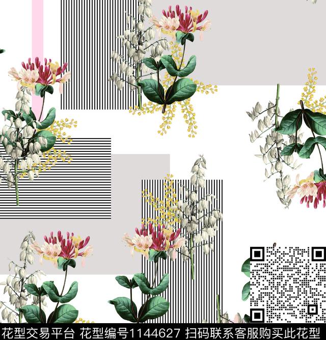 大牌风满版散花复古数码印花华亿平台下载（图片编号: 1144627） - 瓦栏（Walan）