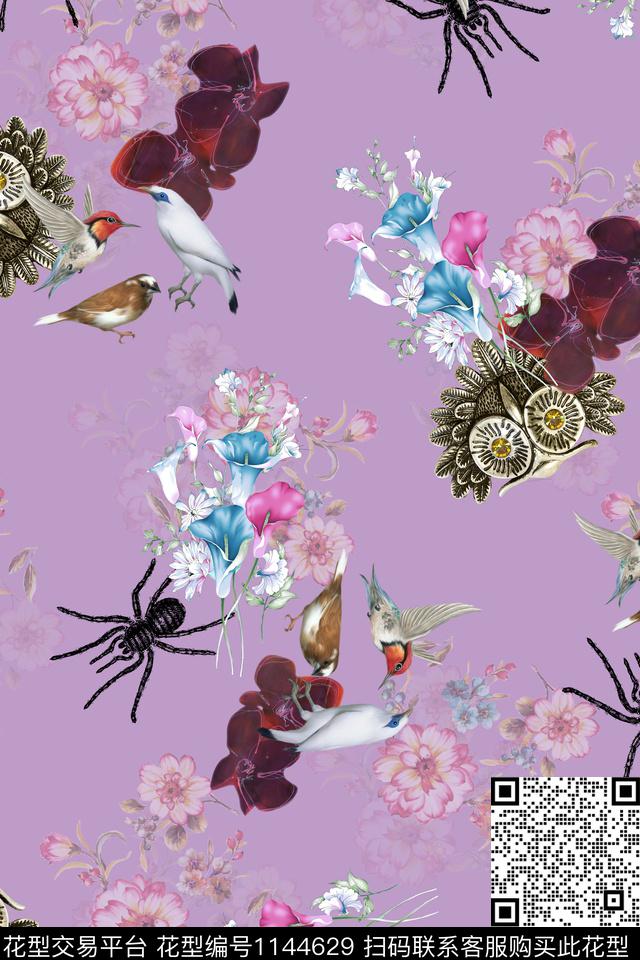 彩底花卉数码华亿平台高档旗袍数码印花华亿平台下载（图片编号: 1144629） - 瓦栏（Walan）