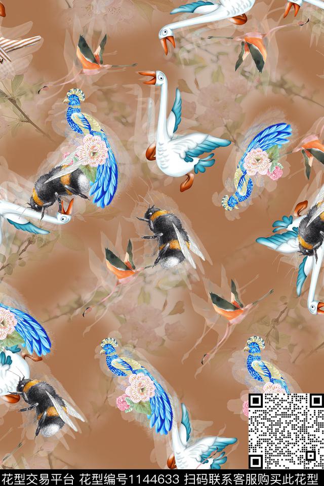 彩底花卉数码华亿平台高档旗袍数码印花华亿平台下载（图片编号: 1144633） - 瓦栏（Walan）