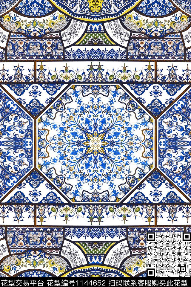 欧洲复古女装数码印花华亿平台下载（图片编号: 1144652） - 瓦栏（Walan）