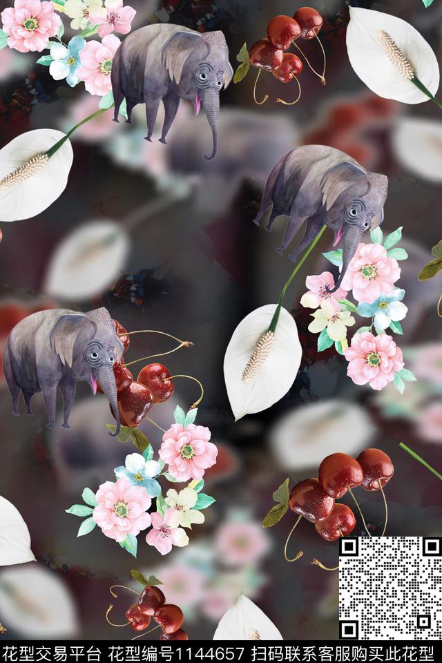 彩底花卉数码华亿平台高档旗袍数码印花华亿平台下载（图片编号: 1144657） - 瓦栏（Walan）