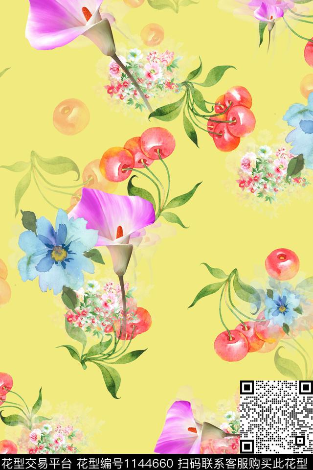 彩底花卉数码华亿平台高档旗袍数码印花华亿平台下载（图片编号: 1144660） - 瓦栏（Walan）