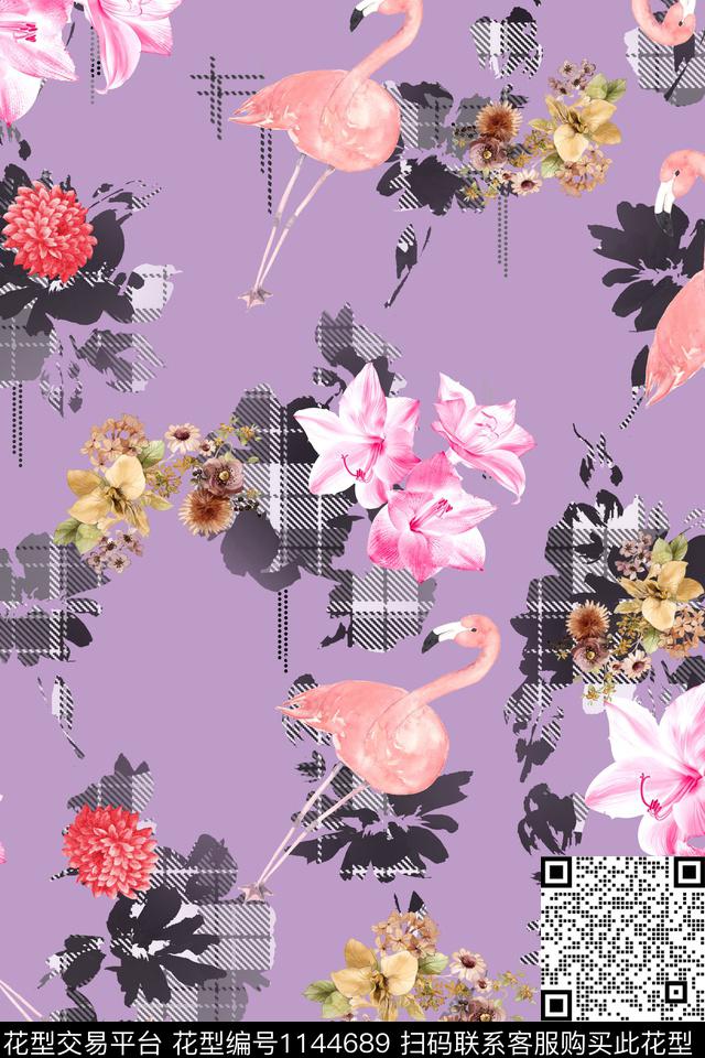 彩底花卉数码华亿平台高档旗袍数码印花华亿平台下载（图片编号: 1144689） - 瓦栏（Walan）