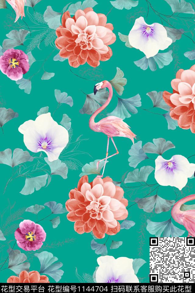 彩底花卉数码华亿平台高档旗袍数码印花华亿平台下载（图片编号: 1144704） - 瓦栏（Walan）