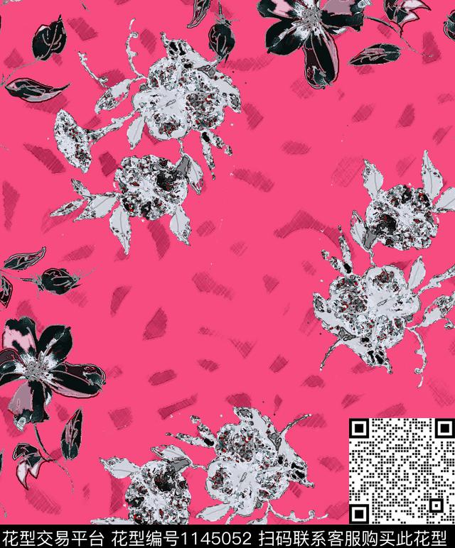 抽象大牌风绿植树叶数码印花华亿平台下载（图片编号: 1145052） - 瓦栏（Walan）