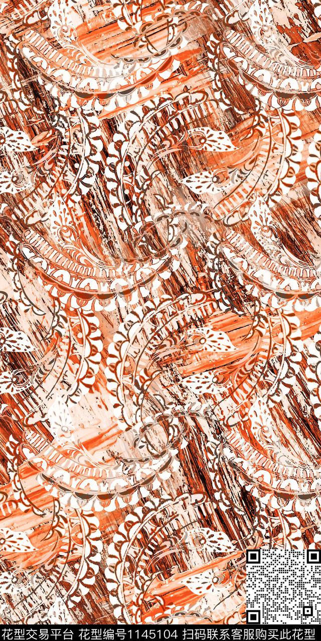 抽象大牌风复古数码印花华亿平台下载（图片编号: 1145104） - 瓦栏（Walan）