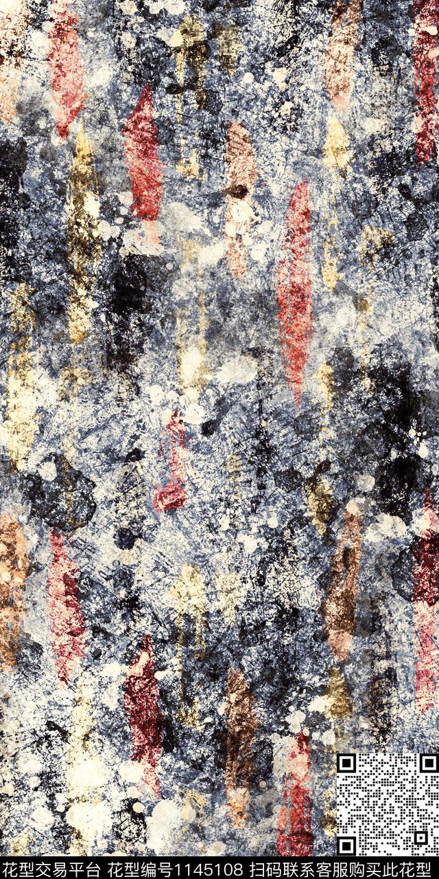 抽象大牌风复古数码印花华亿平台下载（图片编号: 1145108） - 瓦栏（Walan）