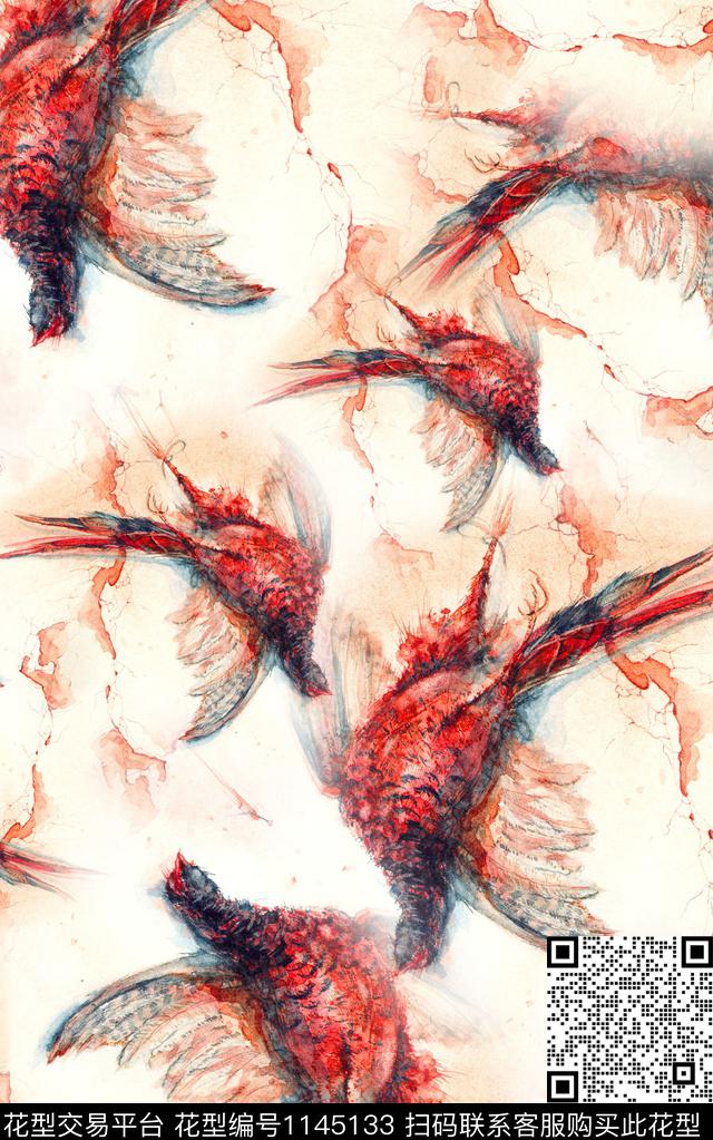 抽象肌理笔触数码印花华亿平台下载（图片编号: 1145133） - 瓦栏（Walan）