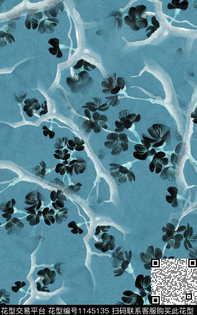 肌理笔触棉麻数码印花华亿平台下载（图片编号: 1145135） - 瓦栏（Walan）