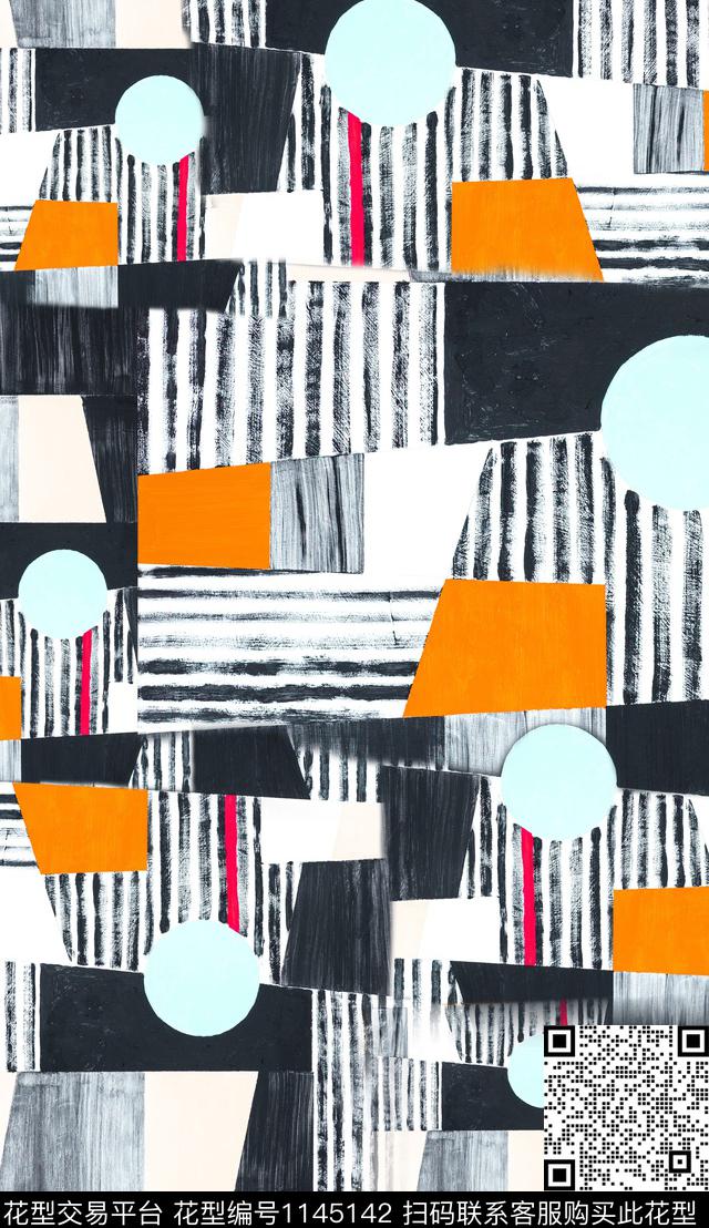 肌理定位花笔触数码印花华亿平台下载（图片编号: 1145142） - 瓦栏（Walan）
