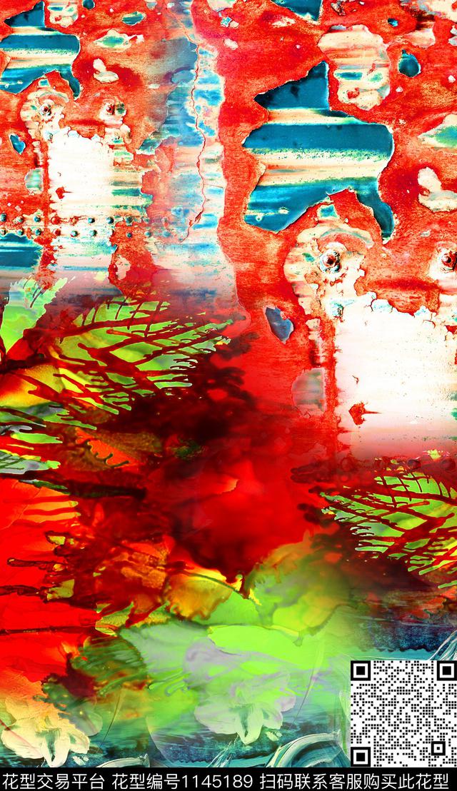 定位花笔触棉麻数码印花华亿平台下载（图片编号: 1145189） - 瓦栏（Walan）