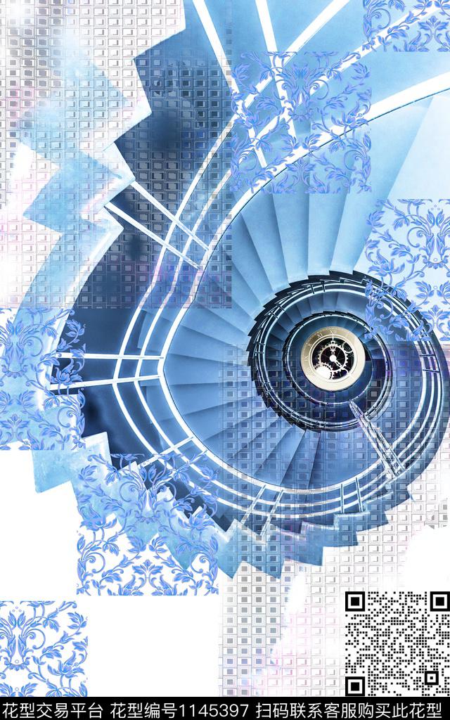 抽象定位花格子数码印花华亿平台下载（图片编号: 1145397） - 瓦栏（Walan）